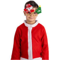 Vianočné okuliare s medvedíkom a vianočným stromčekom